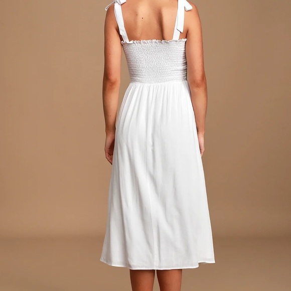 Lulu’s Looking Up White Smocked Tie Strap  Sundress - Picture 15 of 16